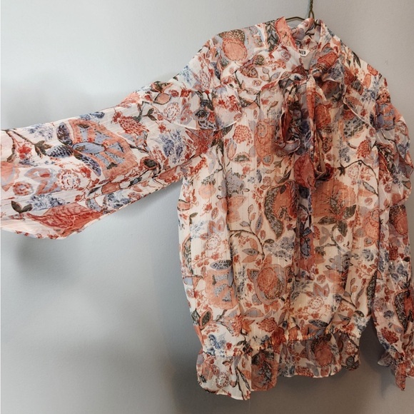 Walter Baker medium floral light boho summer ruffled blouse gypsy glam - Picture 3 of 4